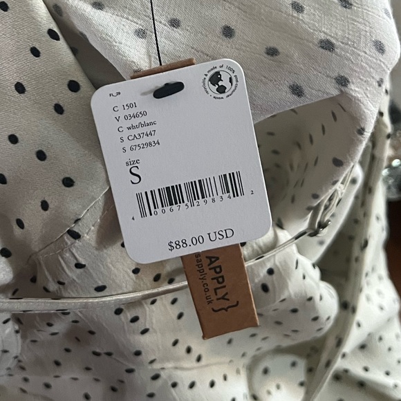 NWT Anthropologie White Tank with Black Polka Dots - Picture 6 of 7